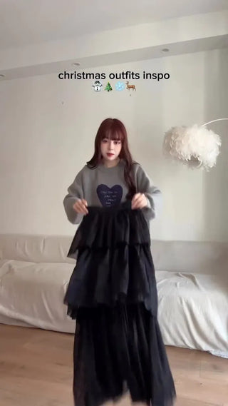 Can-can frill long skirt