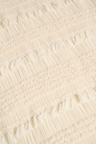 Ruffled Mid-Rise Maxi Skirt in Ivory