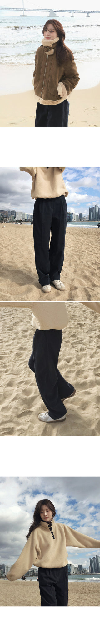 Wide cotton slacks with pleats