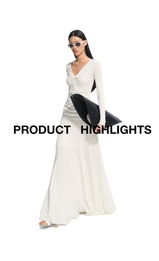 [NAWS] pleated V-neck dress