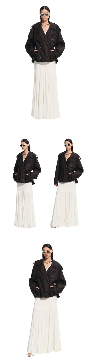 [NAWS] pleated V-neck dress