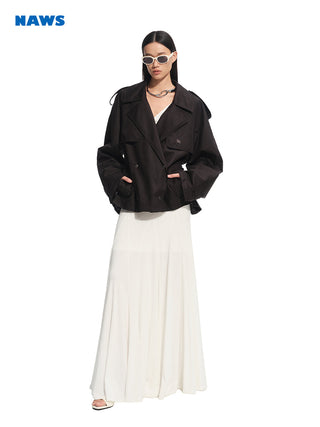 [NAWS] pleated V-neck dress