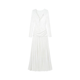 [NAWS] pleated V-neck dress