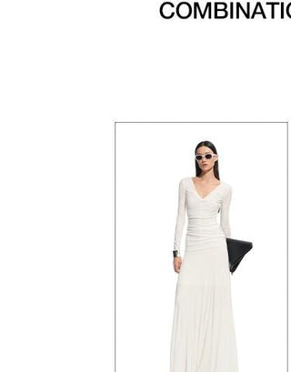 [NAWS] pleated V-neck dress