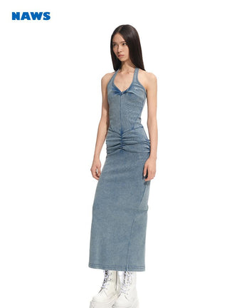 [NAWS] denim suspender dress