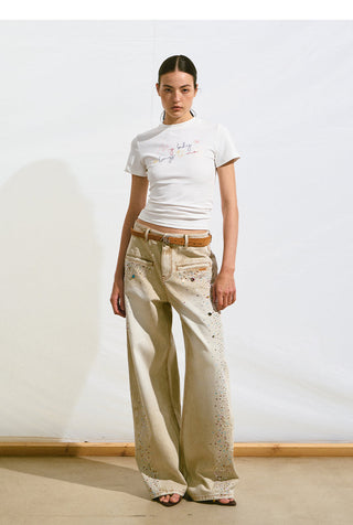 [NAWS] rhinestone straight pants