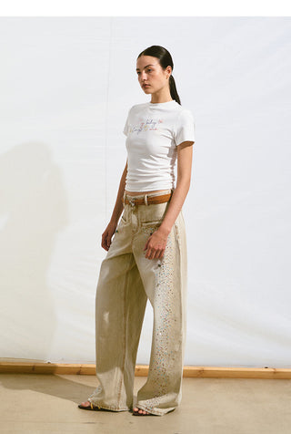 [NAWS] rhinestone straight pants