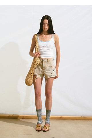 [NAWS] rhinestone denim shorts