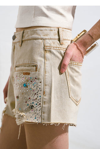 [NAWS] rhinestone denim shorts