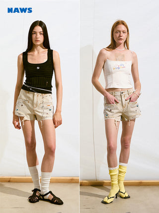 [NAWS] rhinestone denim shorts