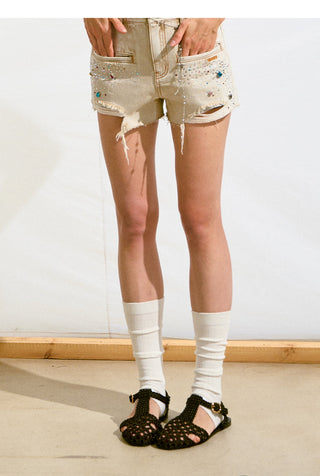 [NAWS] rhinestone denim shorts