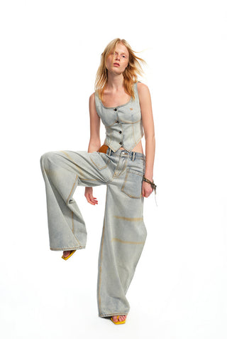 [NAWS] washed denim vest