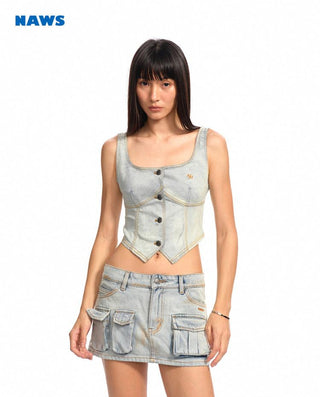[NAWS] washed denim vest
