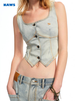 [NAWS] washed denim vest