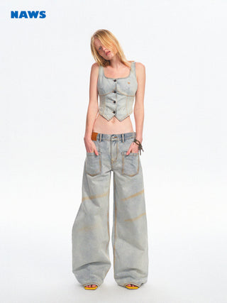 [NAWS] washed denim vest