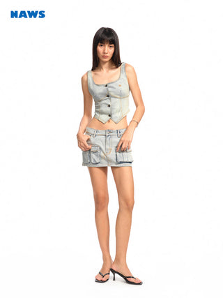 [NAWS] washed denim vest