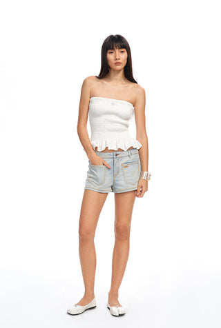 [NAWS] washed denim shorts