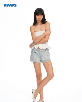 [NAWS] washed denim shorts