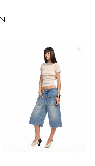 [NAWS] washed denim shorts