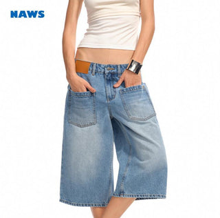 [NAWS] washed denim shorts