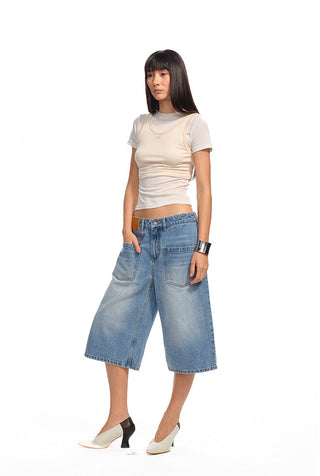 [NAWS] washed denim shorts