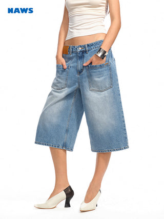 [NAWS] washed denim shorts