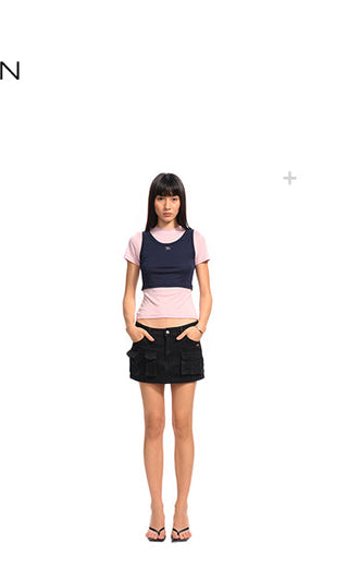 [NAWS] asymmetric denim skirt
