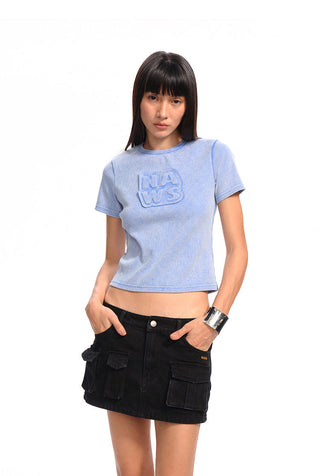 [NAWS] asymmetric denim skirt
