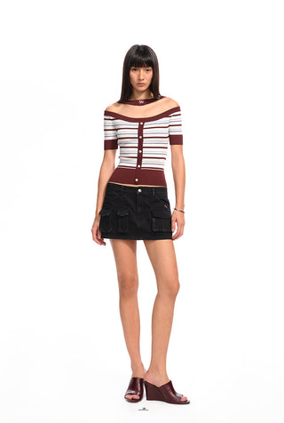 [NAWS] asymmetric denim skirt