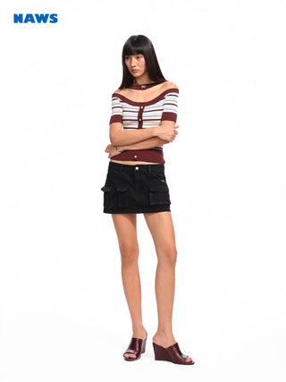 [NAWS] asymmetric denim skirt