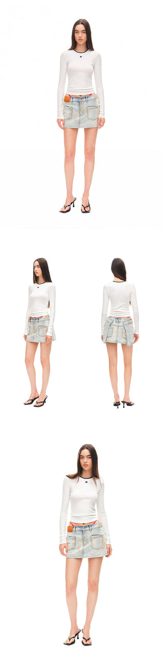 [NAWS] folded denim skirt