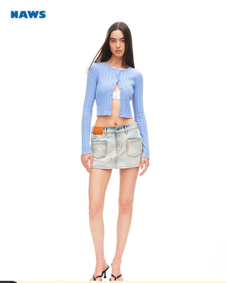 [NAWS] folded denim skirt
