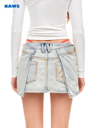[NAWS] folded denim skirt