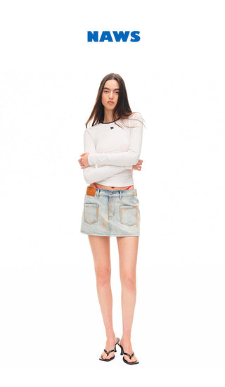 [NAWS] folded denim skirt
