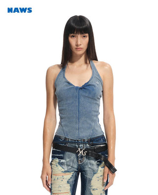 [NAWS] denim U-neck vest