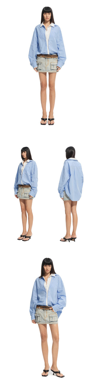 [NAWS] striped lapel shirt