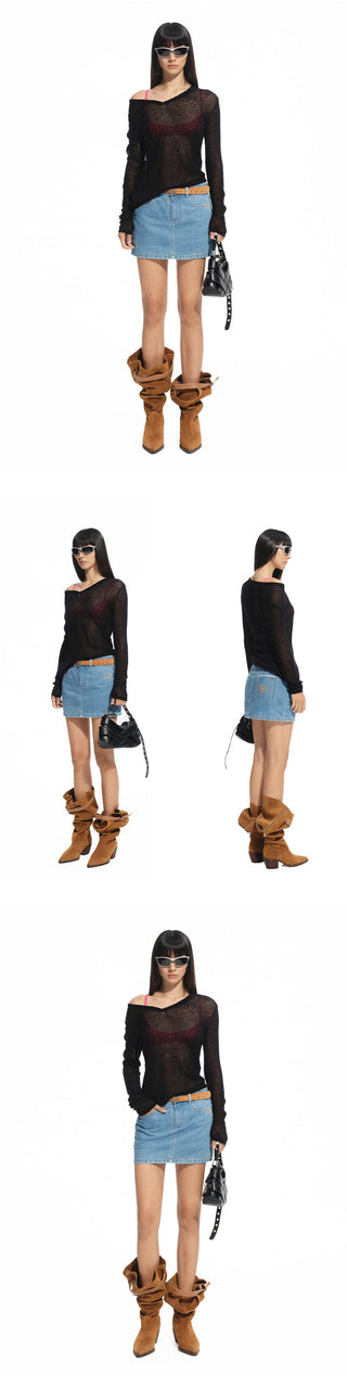 [NAWS] denim sheath skirt