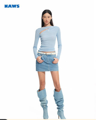 [NAWS] denim sheath skirt