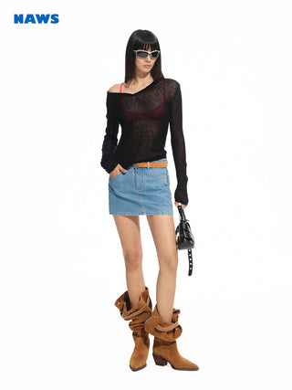 [NAWS] denim sheath skirt