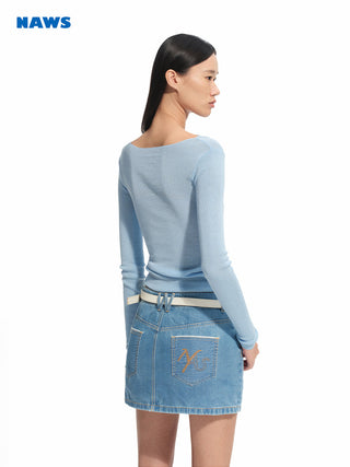 [NAWS] denim sheath skirt