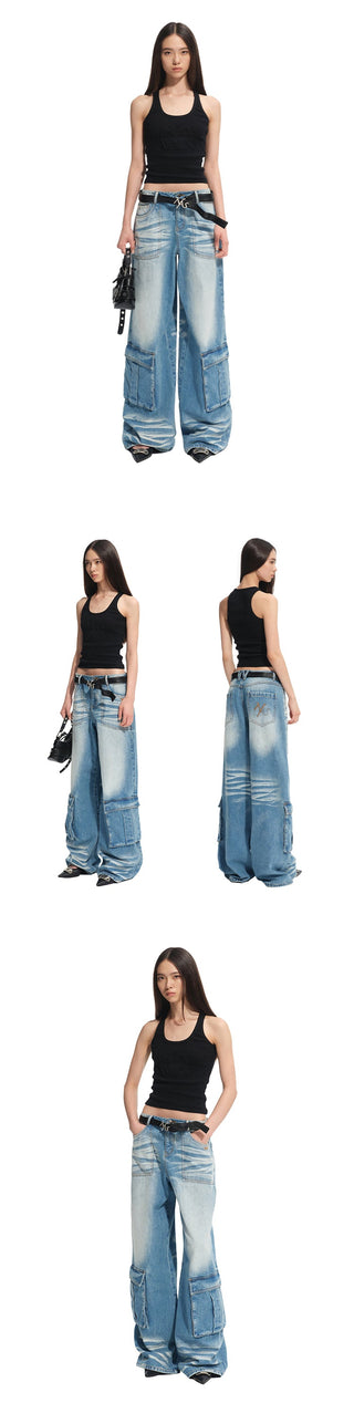 [NAWS] washed wide overalls