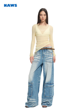 [NAWS] washed wide overalls