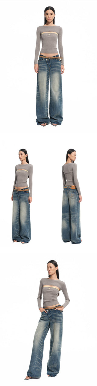 [NAWS] washed wide jeans