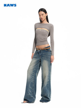 [NAWS] washed wide jeans