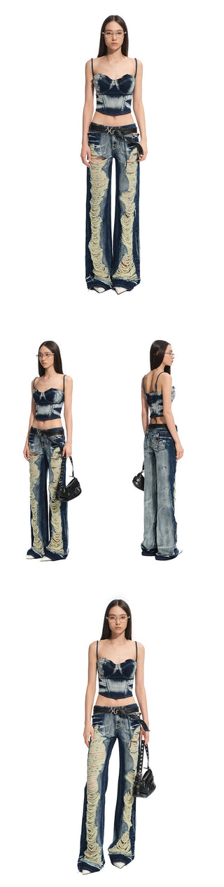 [NAWS] denim flower braces