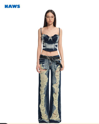 [NAWS] denim flower braces