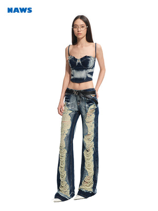 [NAWS] denim flower braces