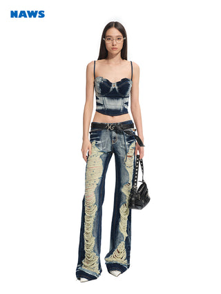 [NAWS] denim flower braces