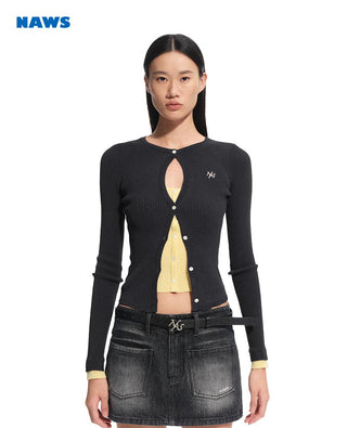 [NAWS] patchwork knit cardigan