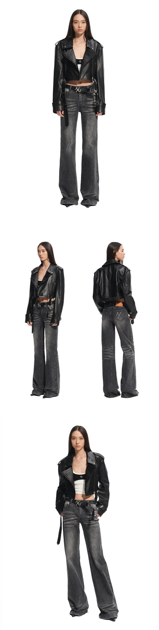 [NAWS] leather lapel coat